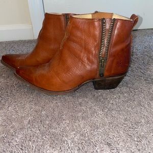 Brown Leather Frye Ankle Boots